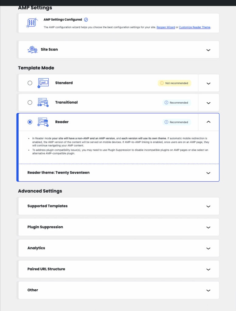 AMP Settings for What is AMP